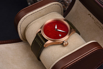 HUASUO 38mm Luxury Bronze Lacquerware Dail Pilot Watch