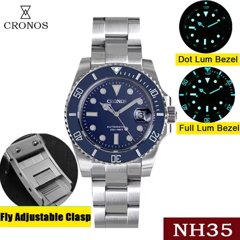 Cronos 2.5x Water Ghost NH35 Dive Watch L6015 with Calendar