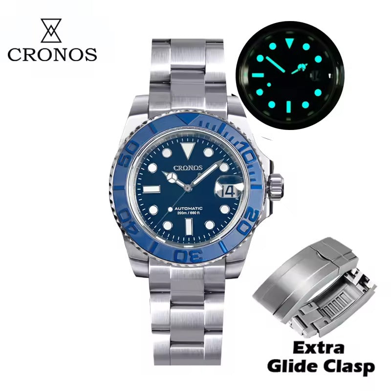 Cronos 2.5x Water Ghost Sub Dive Watch L6018 Fully Brushed Bracelet