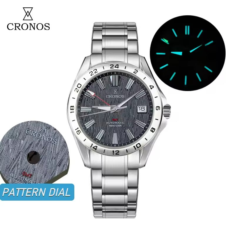 Cronos 39mm GMT NH34 Mechanical Men Watch L6029 V2