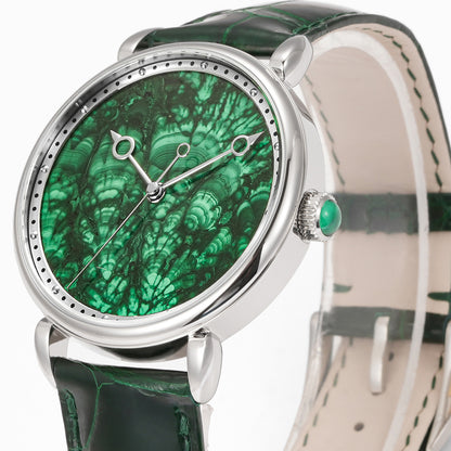 HUASUO 41mm ETA2892 Retro Jade Or Malachit Dial Mens Watches