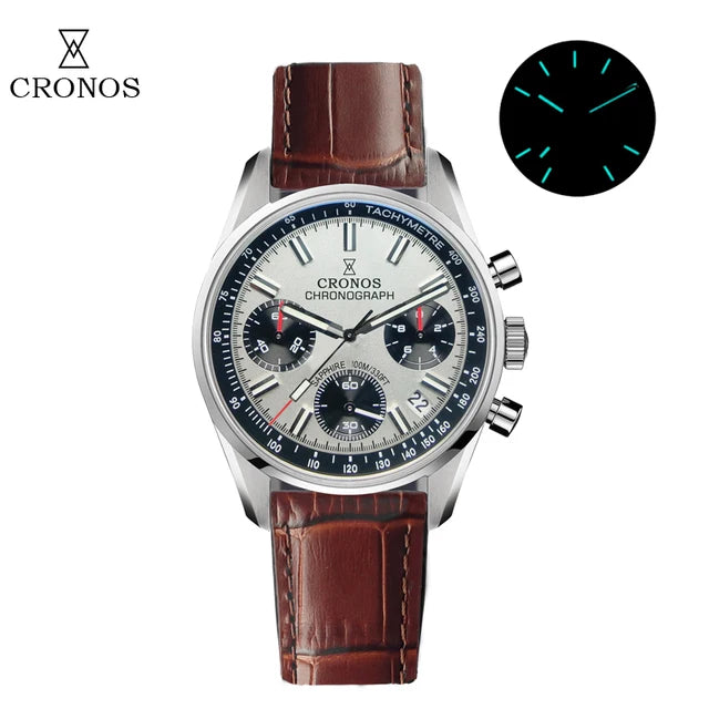 ★Xmas Sale★Cronos 38.5mm Chronograph Quartz Men Watch L6035