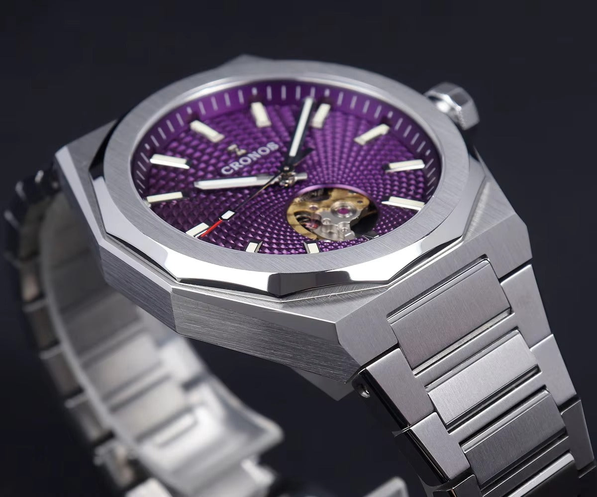 Cronos New 39mm Skeleton Dial Miyota 90S5 See-through Caseback Men Automatic Watch L6038M