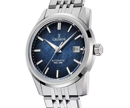 Cronos 39mm Automatic Men’s Watch Frosted Enamel Dial Miyota 9015 / Peacock SL1626 Movement H-Link Bracelet L6058