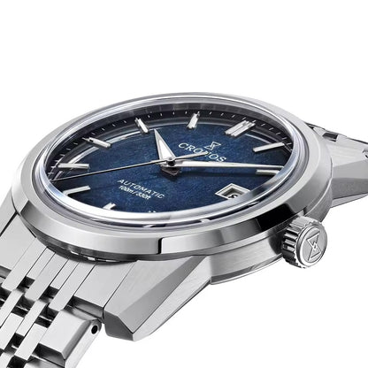 Cronos 39mm Automatic Men’s Watch Frosted Enamel Dial Miyota 9015 / Peacock SL1626 Movement H-Link Bracelet L6058