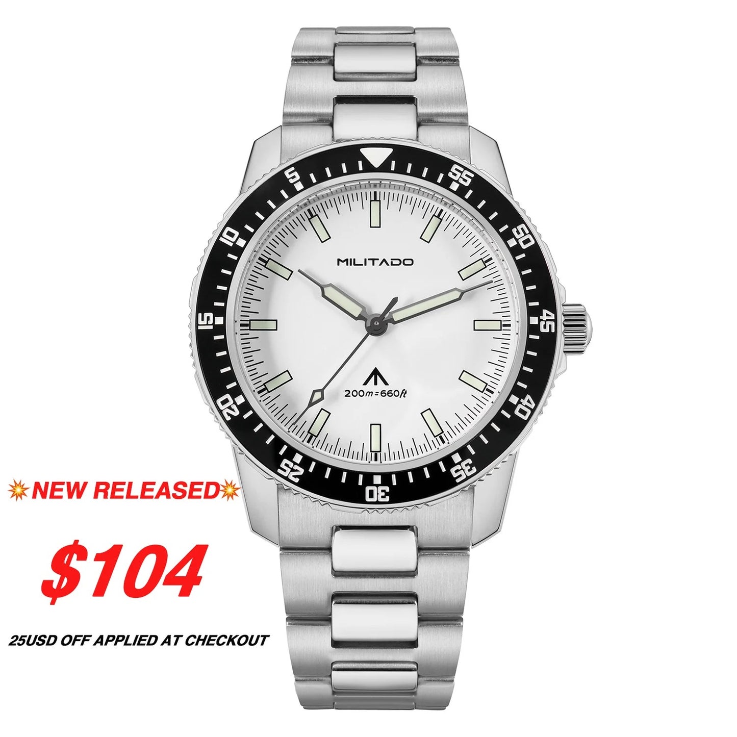 Militado 39.5mm Men Watch VH31 Sweeping Movt ML25