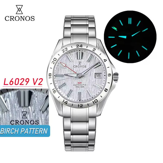 Cronos 39mm GMT NH34 Mechanical Men Watch L6029 V2
