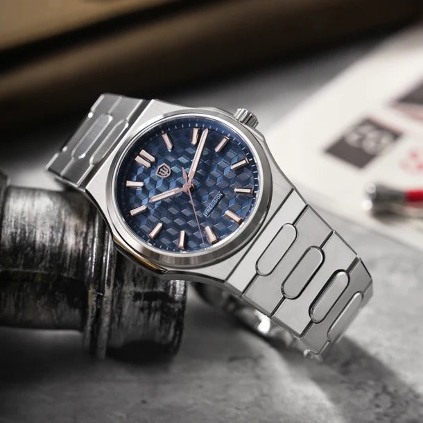 Watchdives Premier WD0016B Square-Block Faceted Dial Original