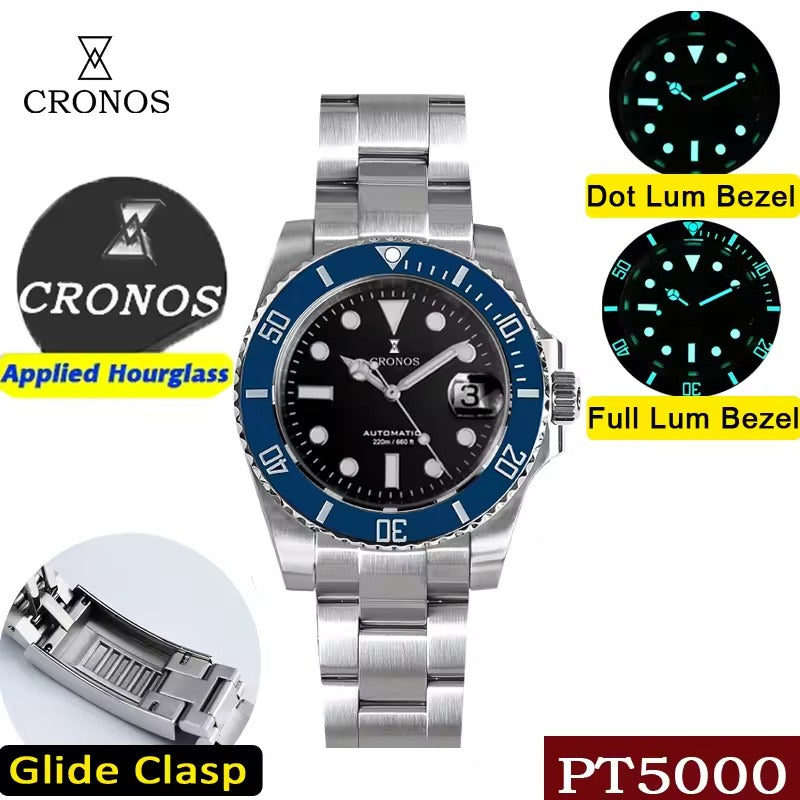 【ginari33】Cronos Watch L6005M Cronos Water Ghost Luxury Dive Watch PT5000 Movement L6005