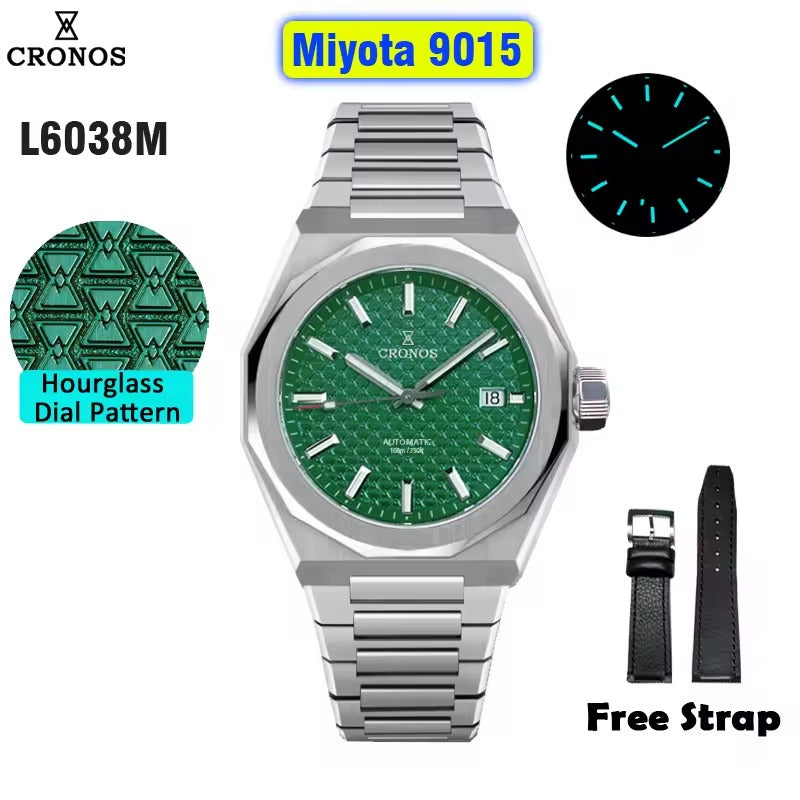 Cronos 39mm Miyota 9015/9s05  Men Watch L6038