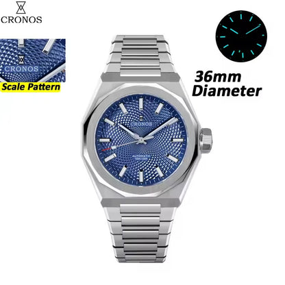 Cronos 2026 NEW 36mm Automatic PT5004/Miyota 90s5 See-through Back Watch L6050M L6051M