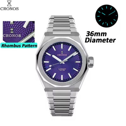 Cronos 2026 NEW 36mm Automatic PT5004/Miyota 90s5 See-through Back Watch L6050M L6051M