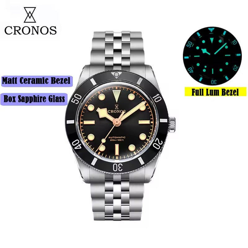 Cronos New 39mm BB54 Vintage Diver PT5004/ Miyota9015 Automatic Watches L6052/L6053