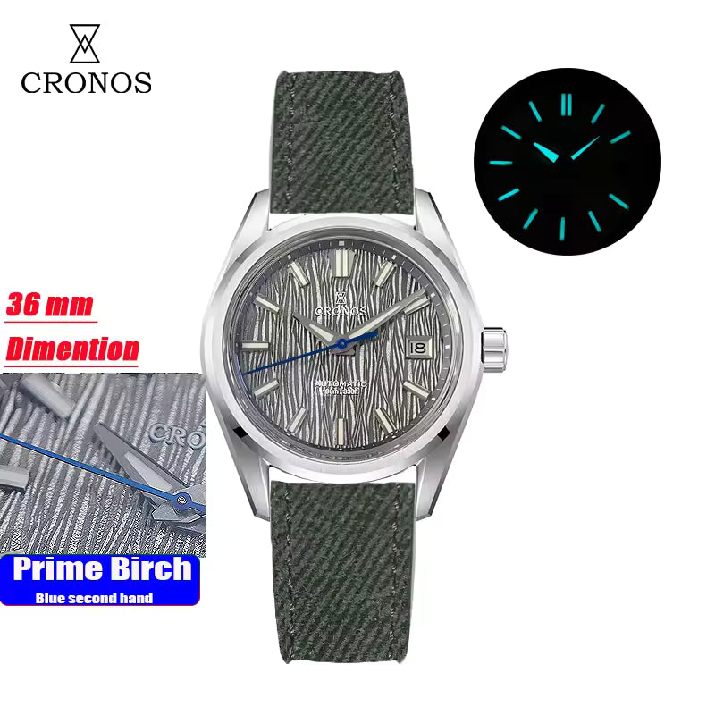 Cronos Men Watches 36mm Automatic PT5000 Miyota 9015 L6048M