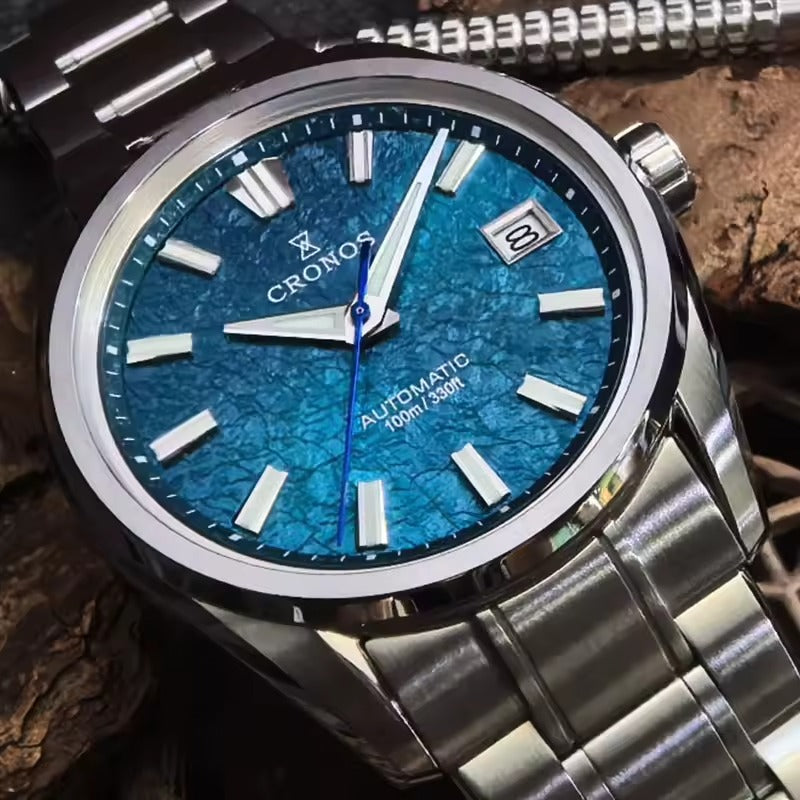 Cronos Men Watch 36mm Miyota 9015 Movement Ice Crack Dail L6049M