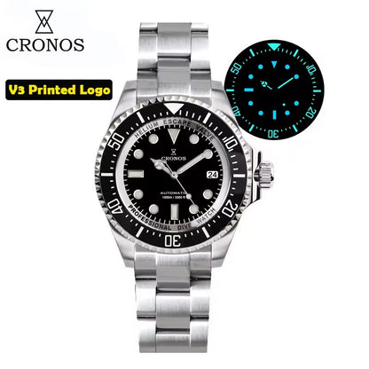 Cronos 44mm Sub Diver Watch 2000 Meters Water Miyota 9015 L6039