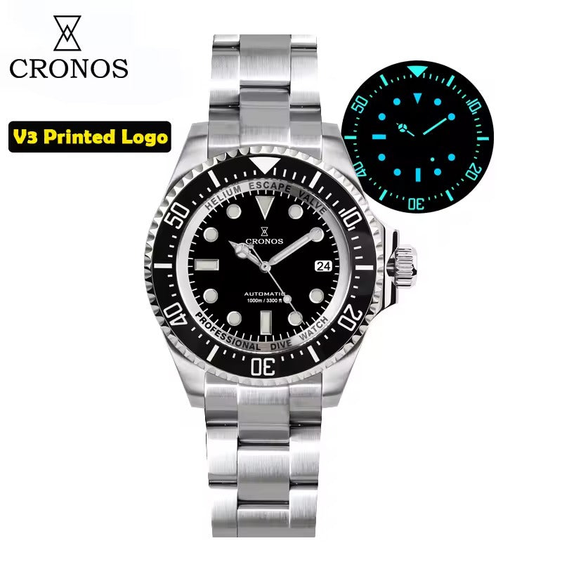 Cronos 44mm Sub Diver Watch L6009 - No Calendar