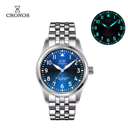 Cronos Pilot Flieger Watch 39mm VH31 Quartz Men’s Watch Stainless Steel Sapphire Crystal  L6057M
