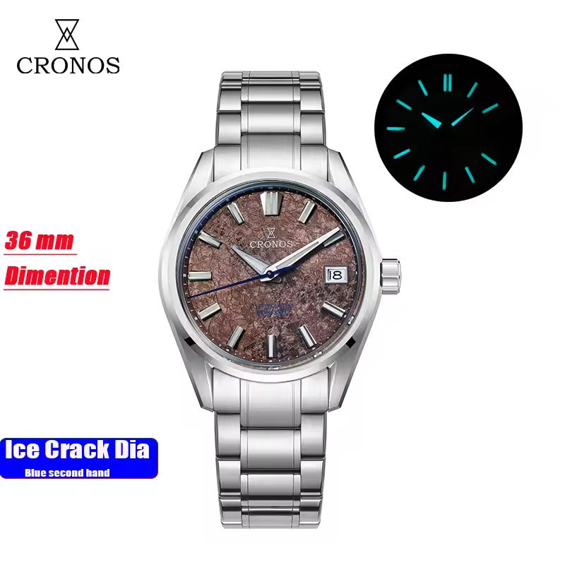 Cronos Men Watch 36mm Miyota 9015 Movement Ice Crack Dail L6049M