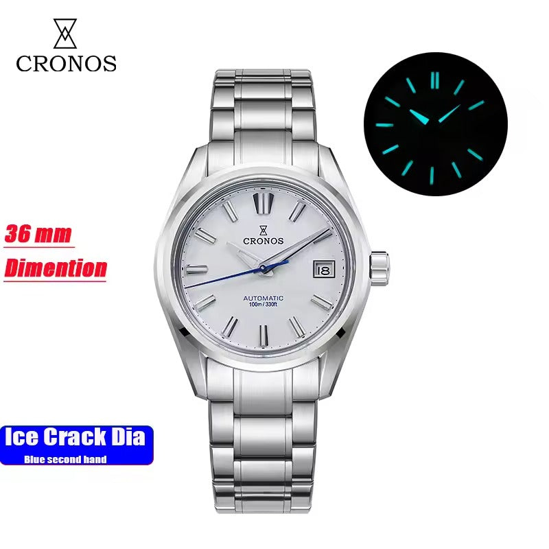 Cronos Men Watch 36mm Miyota 9015 Movement Ice Crack Dail L6049M