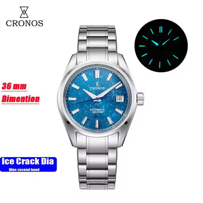 Cronos Men Watch 36mm Miyota 9015 Movement Ice Crack Dail L6049M