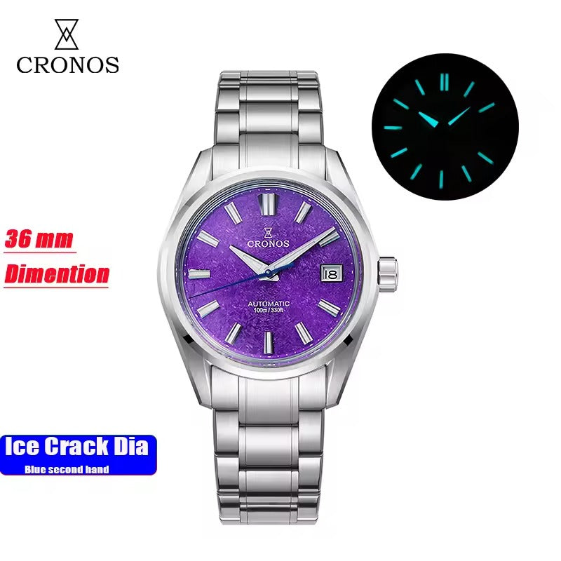 Cronos Men Watch 36mm Miyota 9015 Movement Ice Crack Dail L6049M