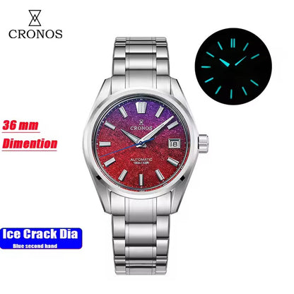 Cronos Men Watch 36mm Miyota 9015 Movement Ice Crack Dail L6049M