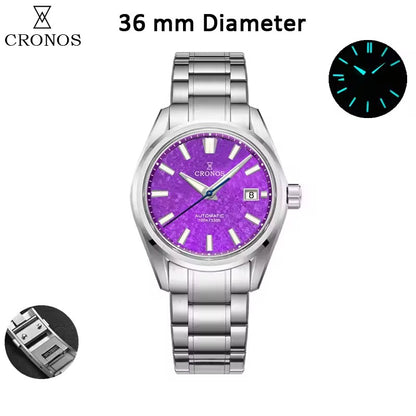 Cronos Men Watch 36mm Miyota 9015 Movement Ice Crack Dail L6049M