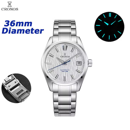 Cronos Men Watch 36mm Miyota 9015 Movement Ice Crack Dail L6049M