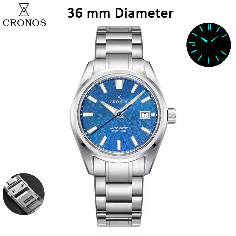 Cronos Men Watch 36mm Miyota 9015 Movement Ice Crack Dail L6049M