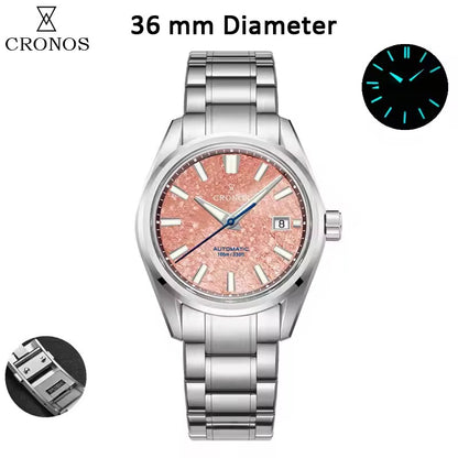 Cronos Men Watch 36mm Miyota 9015 Movement Ice Crack Dail L6049M