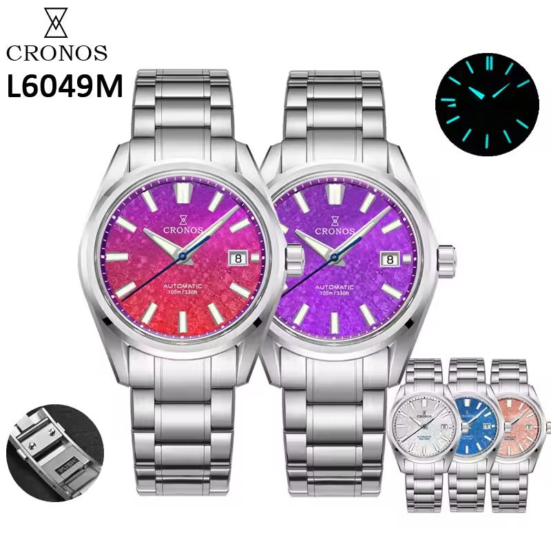 Cronos Men Watch 36mm Miyota 9015 Movement Ice Crack Dail L6049M