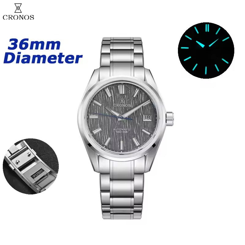 Cronos Men Watch 36mm Miyota 9015 Movement Ice Crack Dail L6049M