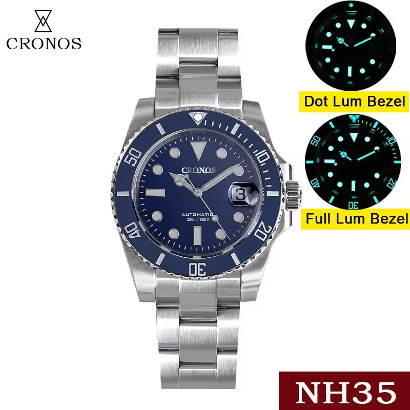 Cronos 2.5x Sub Diver NH35 Dive Watch L6015 with Calendar
