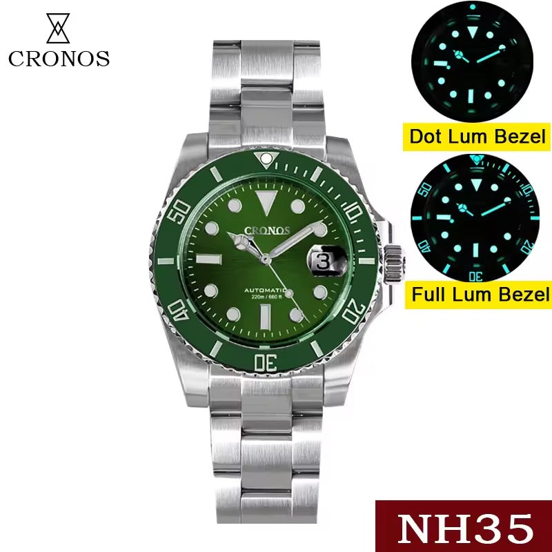 Cronos 2.5x Sub Diver NH35 Dive Watch L6015 with Calendar