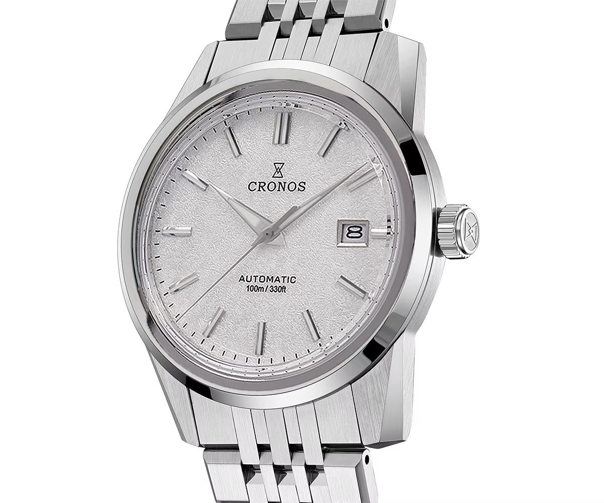 Cronos 39mm Automatic Men’s Watch Frosted Enamel Dial Miyota 9015 / Peacock SL1626 Movement H-Link Bracelet L6058