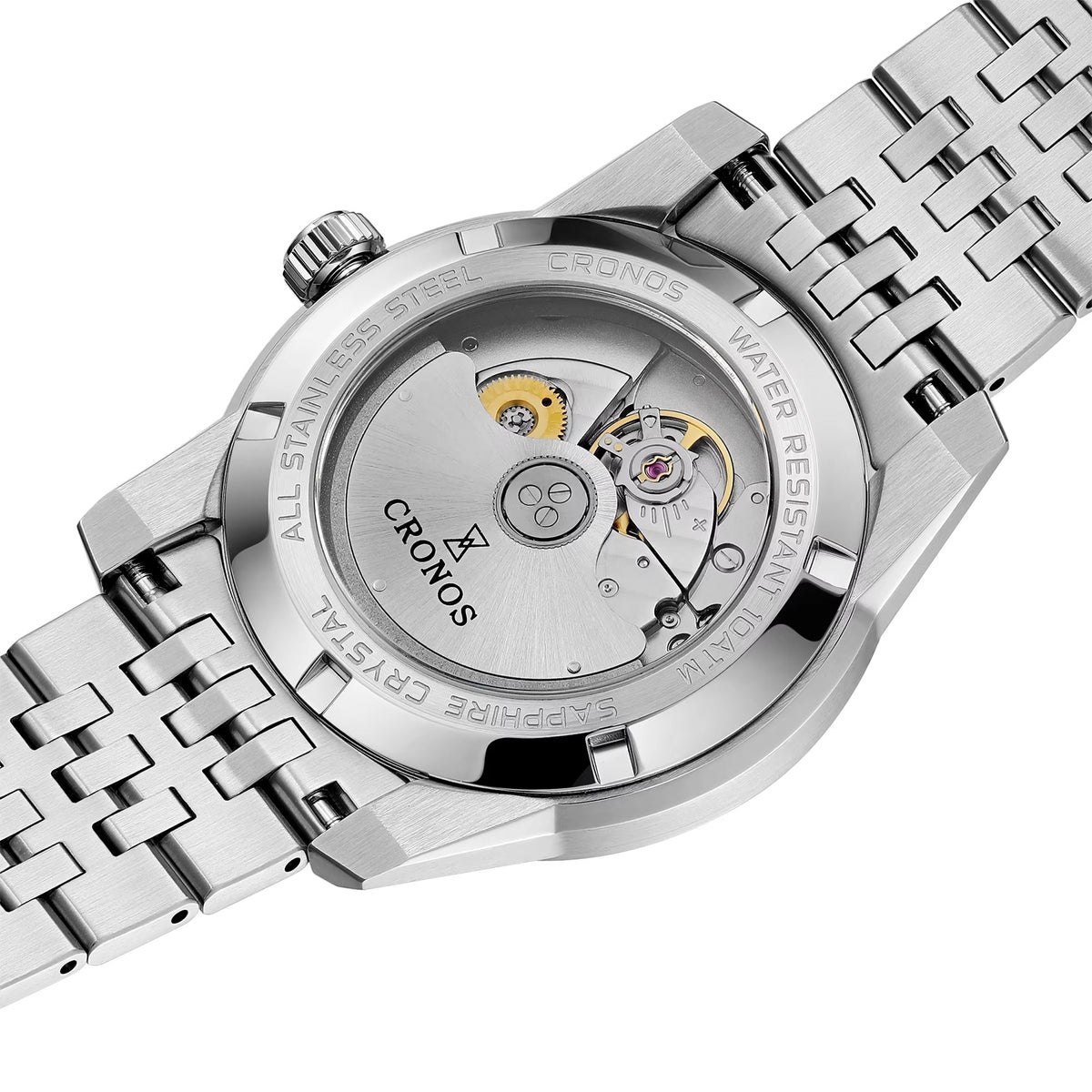 Cronos 39mm Automatic Men’s Watch Frosted Enamel Dial Miyota 9015 / Peacock SL1626 Movement H-Link Bracelet L6058