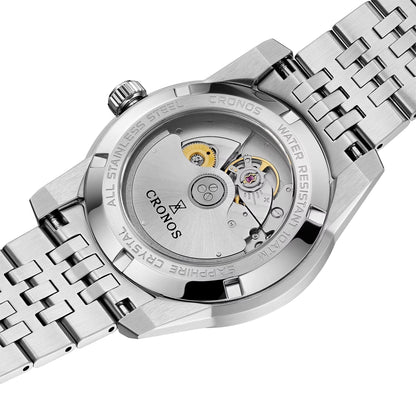 Cronos 39mm Automatic Men’s Watch Frosted Enamel Dial Miyota 9015 / Peacock SL1626 Movement H-Link Bracelet L6058