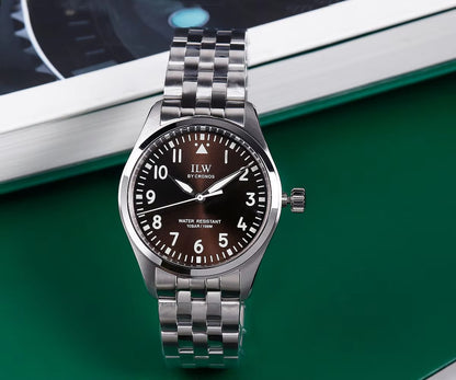 Cronos Pilot Flieger Watch 39mm VH31 Quartz Men’s Watch Stainless Steel Sapphire Crystal  L6057M