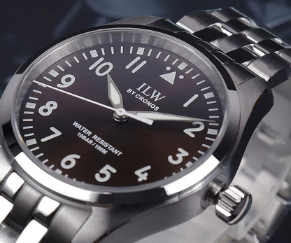 Cronos Pilot Flieger Watch 39mm VH31 Quartz Men’s Watch Stainless Steel Sapphire Crystal  L6057M