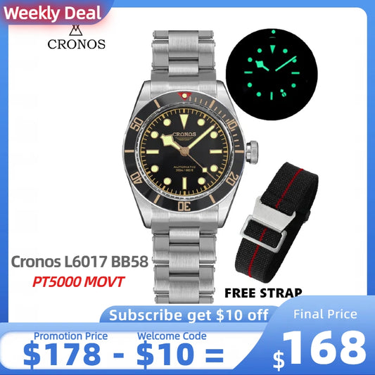 ★Weekly Deal★Cronos Luxury Men Watch Diver BB58 Watches  L6017