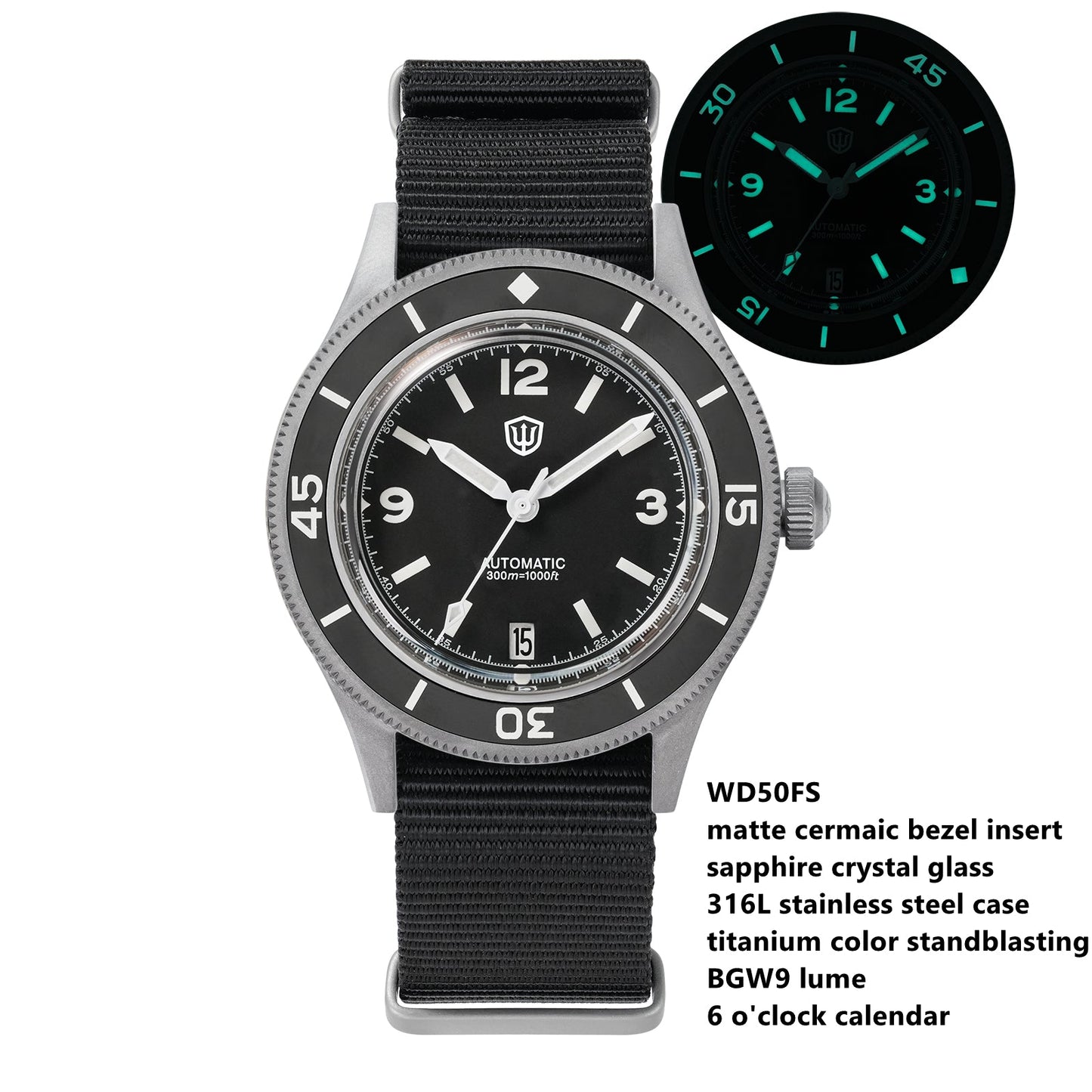 Watchdives Vintage 50-Fathoms NH35 Dive Watch V2