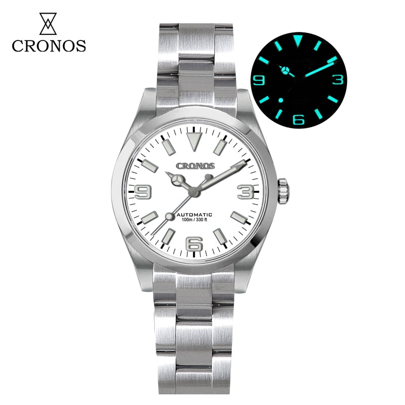 Cronos Explorer 39mm Diver (L6016) — 克诺时-L6016-8215机芯-黑色-钢带