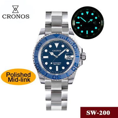 Cronos 2.5x Water Ghost Sub Dive Watch L6018 Polished Mid-link