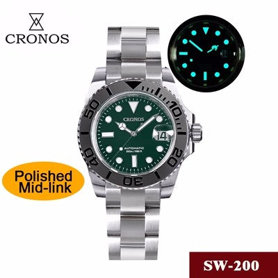 ★11.11 Sale★Cronos 2.5x Water Ghost Sub Dive Watch L6018 Polished Mid-link