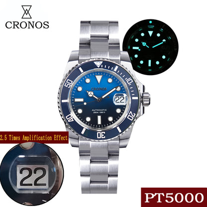 Cronos Water Ghost Luxury Dive Watch PT5000 Movement L6005-with Calendar