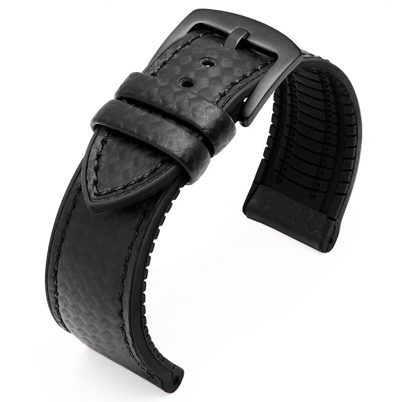 Carbon Fiber Pattern Rubber Watch Band