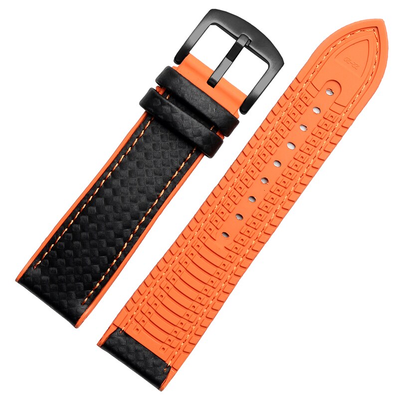 Carbon Fiber Pattern Rubber Watch Band