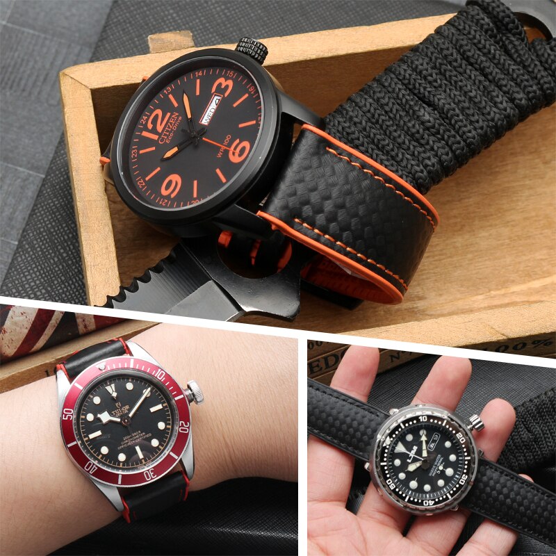 Carbon Fiber Pattern Rubber Watch Band