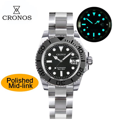 Cronos 2.5x Water Ghost Sub Dive Watch L6018 Polished Mid-link